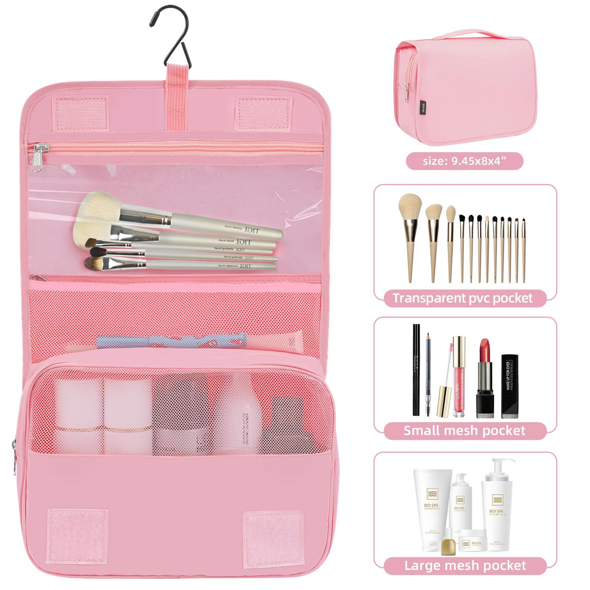 BAGAIL 10 Set Packing Cubes Various Sizes Packing Organizer for Travel Accessories Luggage Carry On Suitcase-Pink