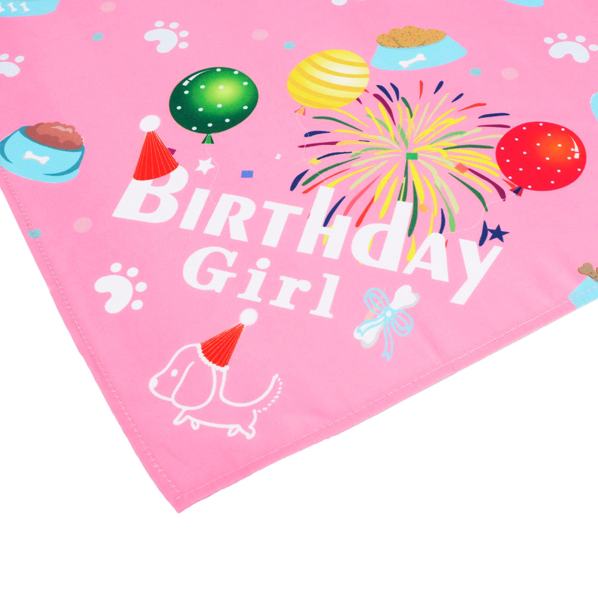 ADOGGYGO Dog Bandana Hat Set for Birthday Party Supply, Boy Girl Pet Birthday Scarf for Medium Large Dog (Large, Pink)