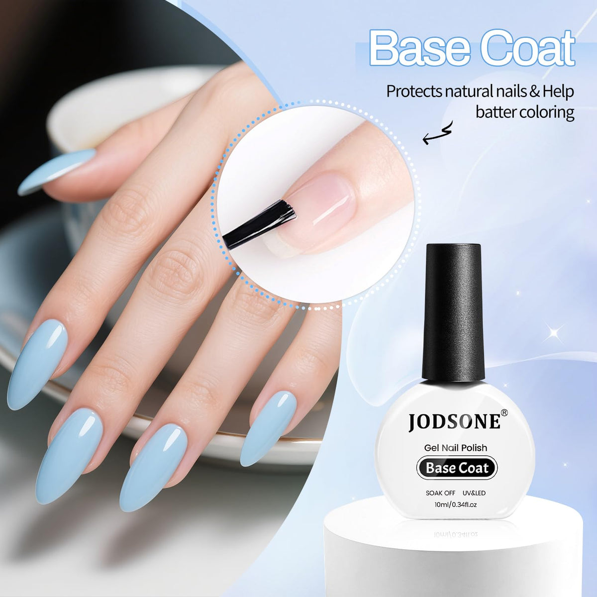 JODSONE 3Pcs 10ml Top Coat Base Coat Nail Primer Set No Wipe Gel for Long Lasting Manicures Nail Primer Enhances Adhesion Requires U V Lamp Curing