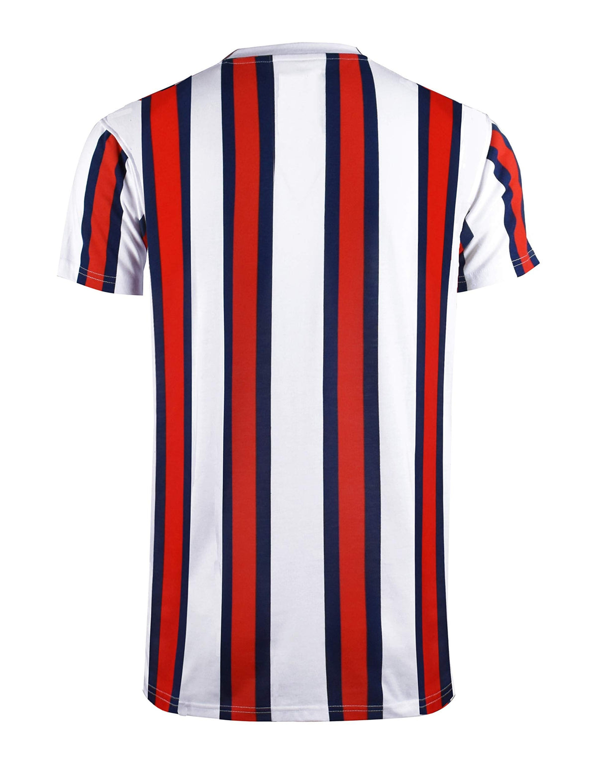 SCREENSHOTBRAND-S11904 Mens Hipster Hip-Hop Premium Tee - Luxury Longline Vertical Stripe Print T-Shirt-White/Stripe-Large