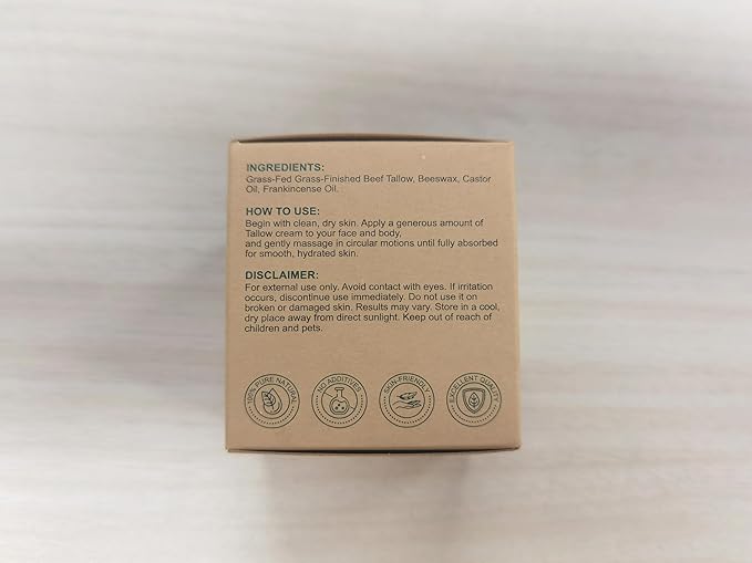 Tallow Skin Balm With Castor Oil & Frankincense, Vitality Frankincense Balms 100% Grass-Fed Tallows For Skin Care Castor Oil Balm Beef Tallow For Face & Body120 G/4.2 Oz
