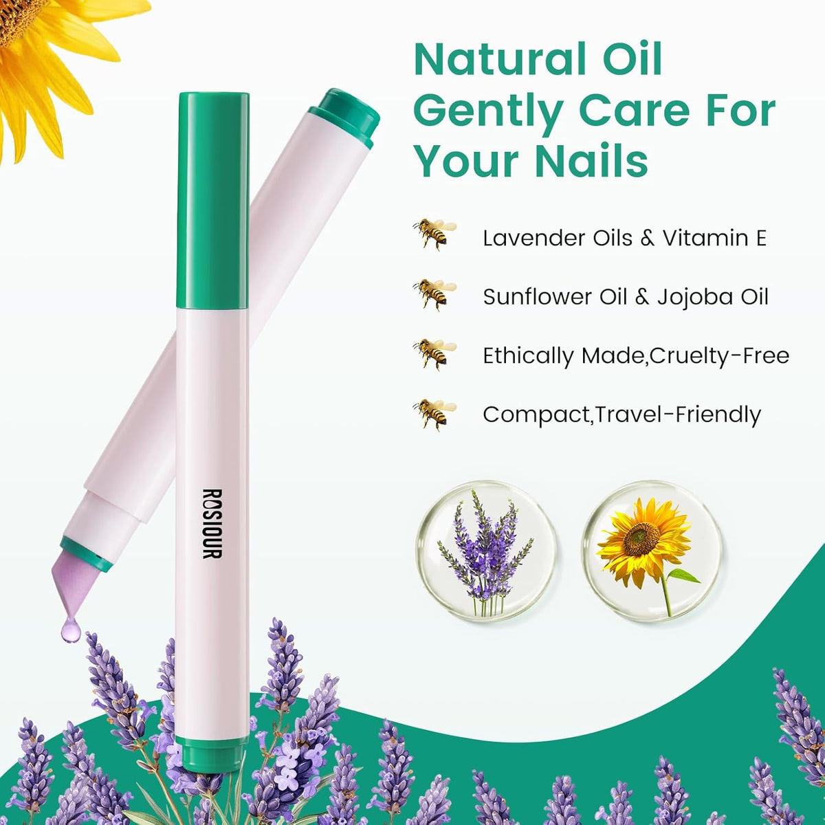 3PCS Ceramic Cuticle Oil Pusher Pen: 3-in-1 Nail Cuticle Buffer Pens for Hangnails, Dry & Damaged Nails, Moisturize Strengthen Brighten Nails Care