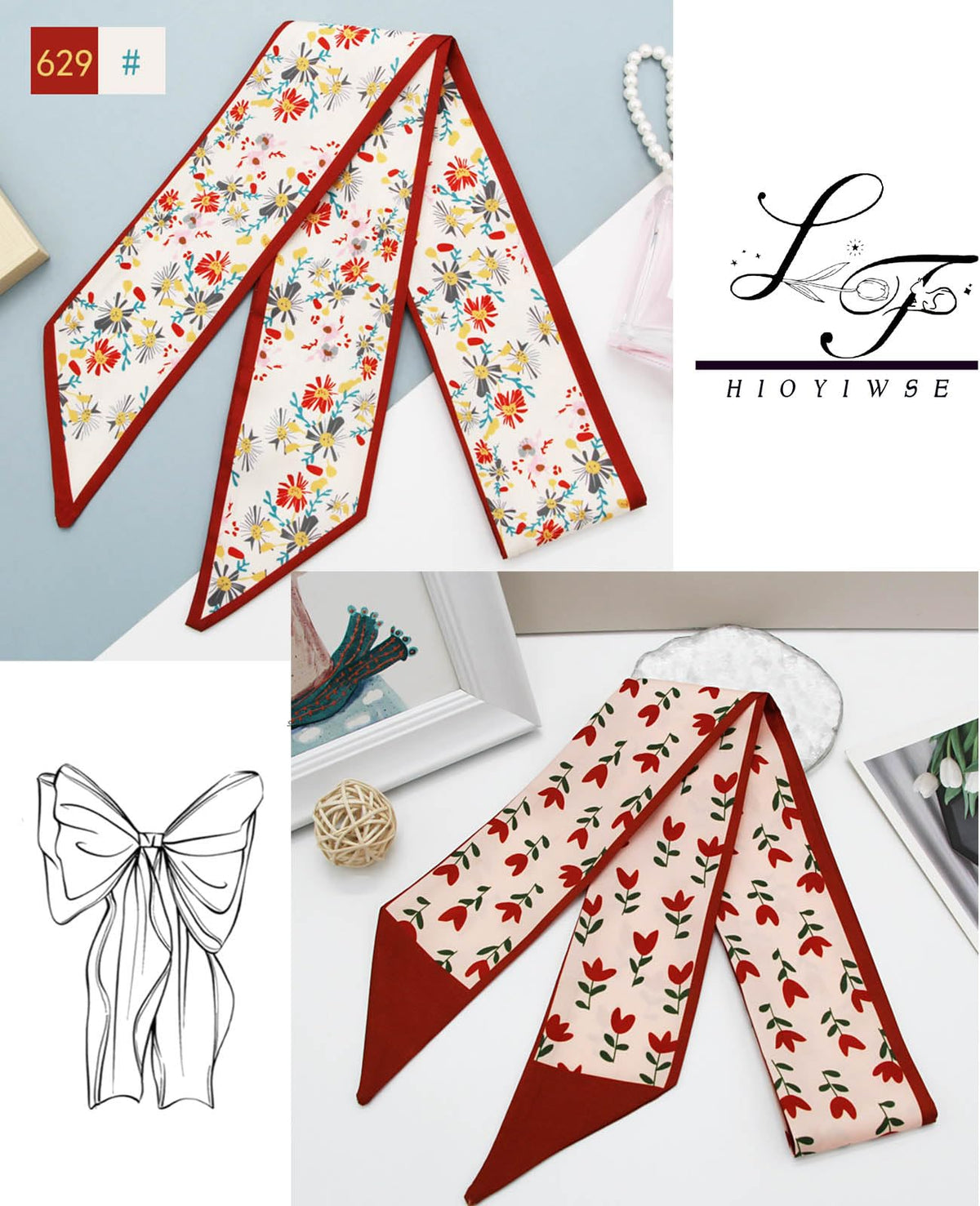 Purse Scarf Handbags For Women Skinny Hair Neck Accessories Scarves With Bag Scarfs Handle Fashion Lightweight 37.8x 2.6inch 01