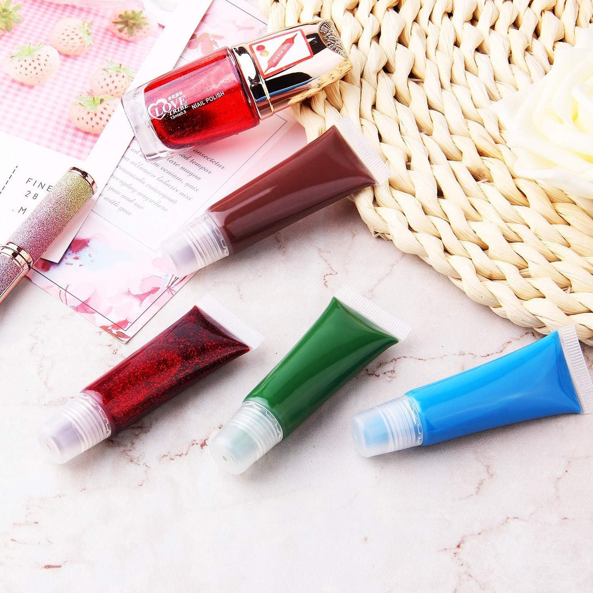 JIAKAI 10ml Mini Clear Refillable Empty Tubes Lip Gloss Balm Container，Soft Tubes Makeup Box，Shampoo Samples Empty Tubes with Screw Cover (20pcs)