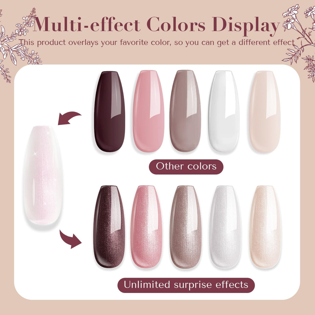 AZUREBEAUTY Nail Polish Set Vegan 4 Colors Fall Winter Brown Pink Glitter Nail Polish Quick Dry Natural Nail Lacquer Fingernail Strengthening Treatment Kit with Top Coat DIY