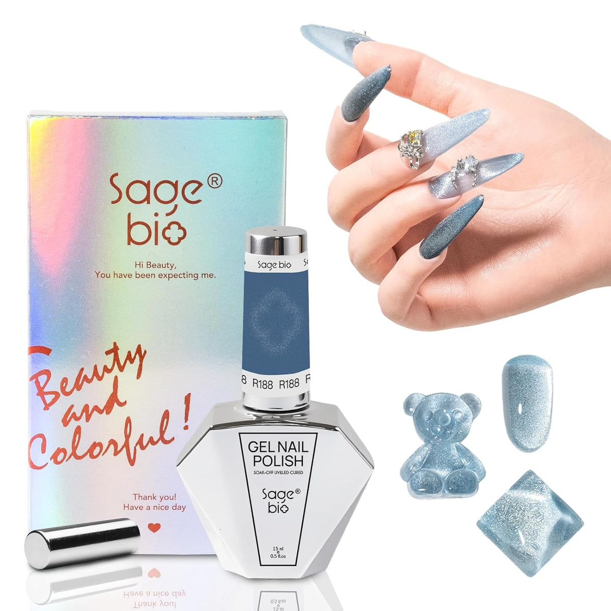 Multifunctional Cat Eye Gel Nail Polish, No Base or Top Coat Required, 15ml, Lasts Up to 4 Weeks, UV/LED Cured, Easy Application, R188