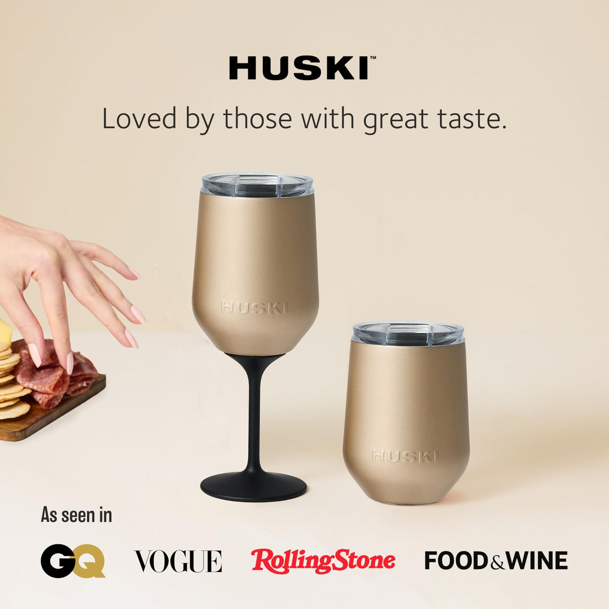 Huski Wine Tumbler 2.0 | NEW | Award-winning Design with Detachable Stem | Premium Stainless Steel Wine Glass with Lid | Triple Insulated Tumbler | 12oz Capacity | Great Gift (Powder Pink)