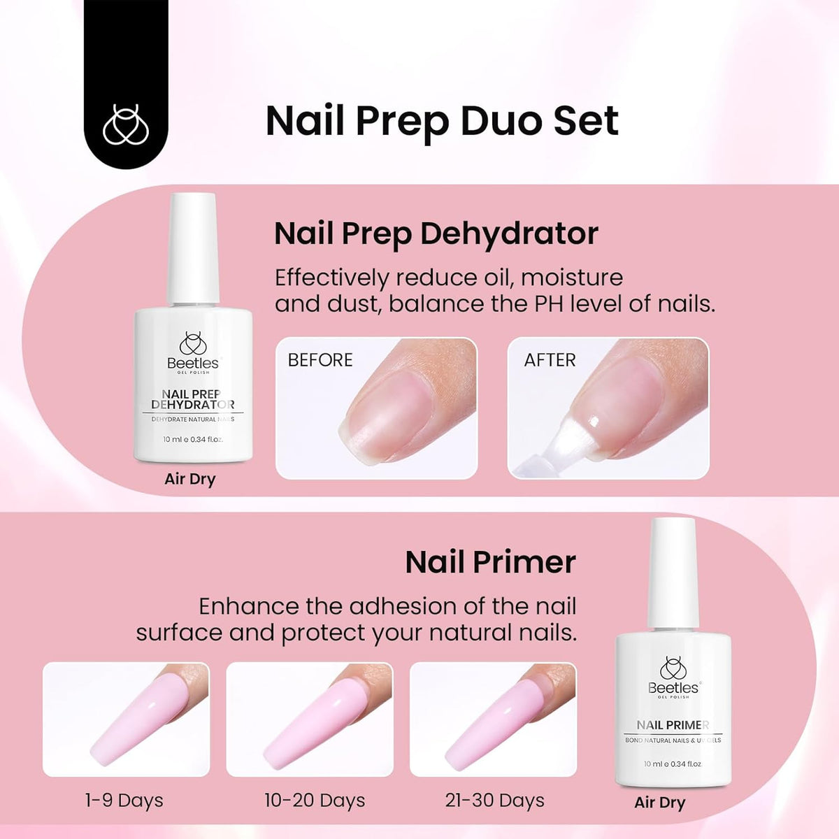 Beetles Gel Nail Kit Long Coffin with Nail Dehydrator and Primer, 576Pcs Half Matte Etch-X Gel Nail Tips Solid Nail Glue Mini Nail Lamp Acrylic Nail Tips Easy DIY Nail Extension Set Gift for Women