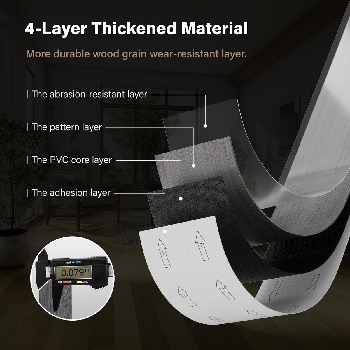 INMOZATA Peel and Stick Floor Tile Vinyl Flooring, Waterproof Vinyl Plank Flooring 36-Pack 54 Sq.Ft Wood Grain Self Adhesive Peel and Stick Flooring for Bedroom, Living Room, Kitchen, RV(Deep Gray)