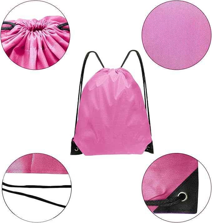 Drawstring Backpack Bulk 70Pcs String Backpack Drawstring Bags Cinch Bag Sackpack for Men Women Gym(Pink)