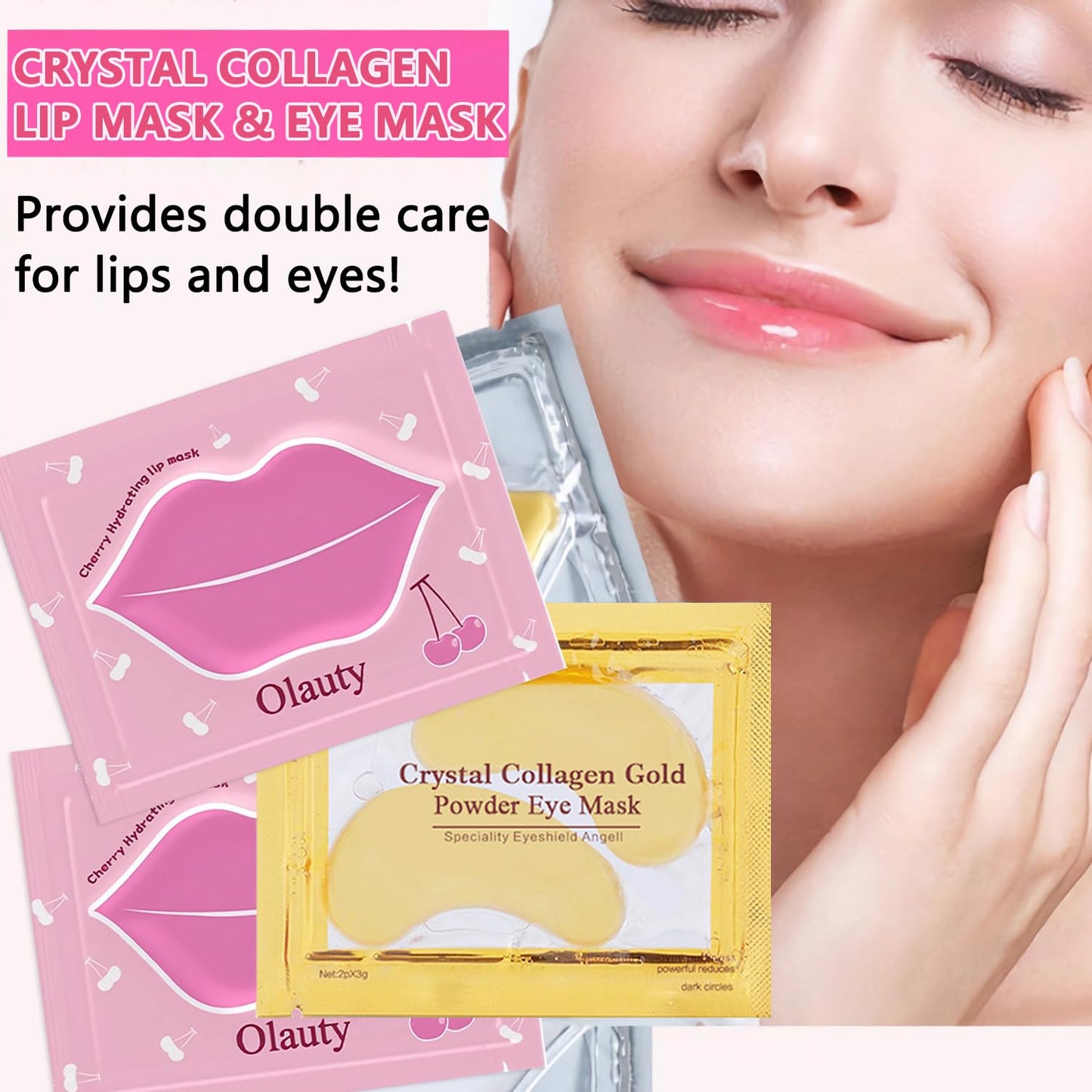 30 Pairs Lip Mask & Eye Mask,24K Gold Gel Under Eye Patches for Puffy Eyes&Dark Circles,Effectively Nourishes the Lip & Eye Skin,Reduce Fine Lines,Bachelorette Party Favors,Bulk Gifts for Women