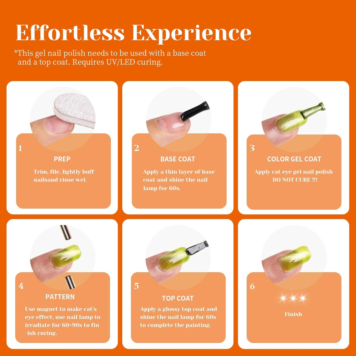Orange Cat Eye Gel Nail Polish - Perfect for DIY at Home & Ideal Gift for Nail Art Lovers!