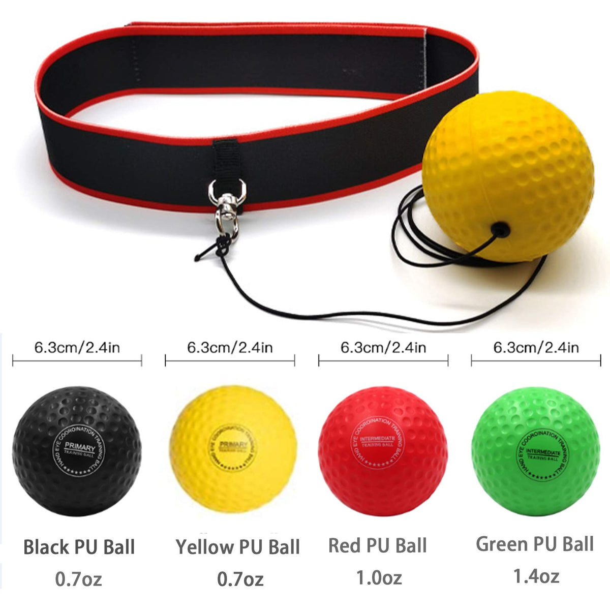 Boxing Reflex Ball for Kids and Adults,4 Levels Boxing Ball with 2 Adjustable Headbands,Boxing Equipment Punching Ball Great for Hand Eye Coordination Punching Speed and Fight Reaction