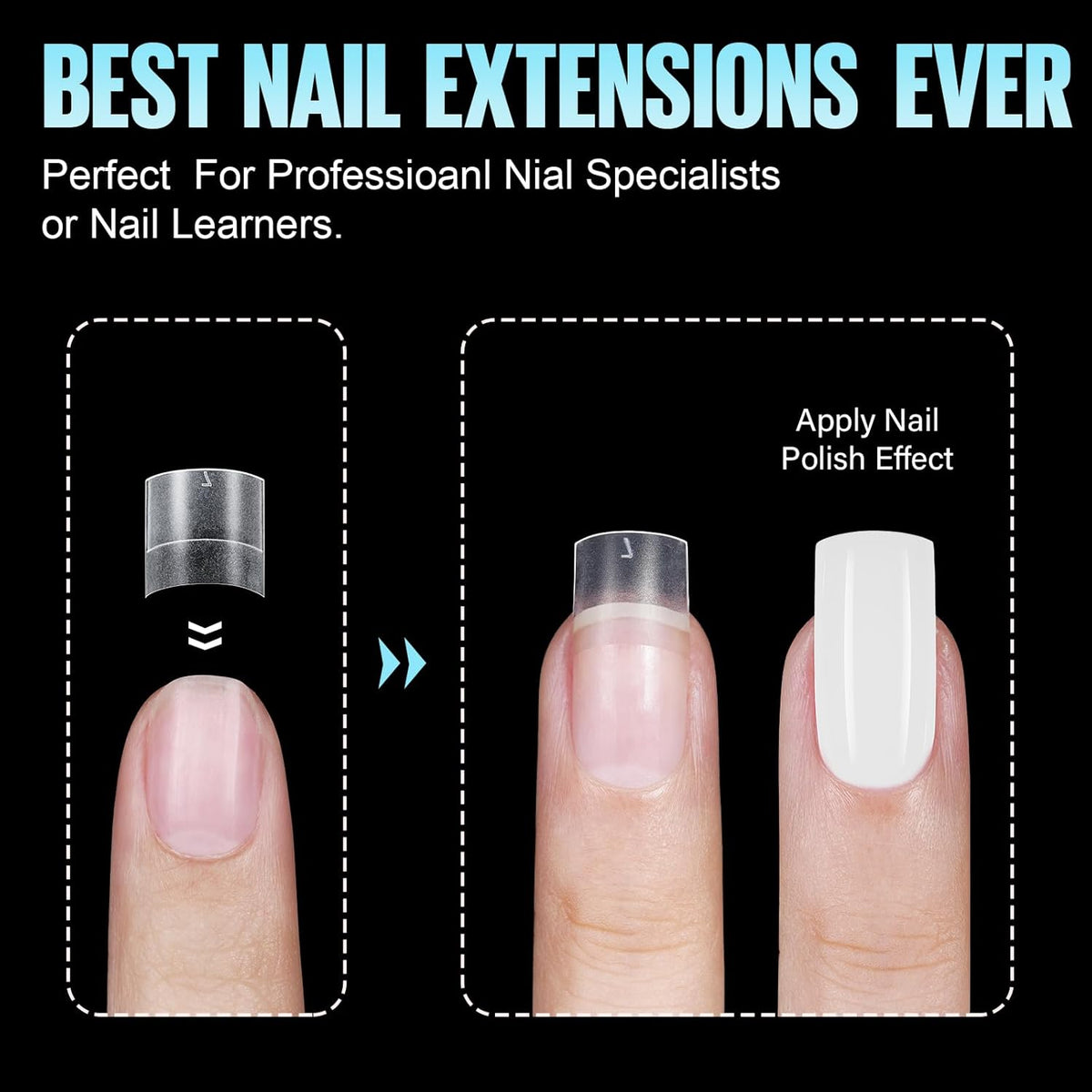 TOMICCA Short Square Nail Tips, Acrylic Half Cover Nail Tips, 10 Sizes Full Matte Gel No C Curve, Nail Extension Tips for Beginner and Professional 240Pcs