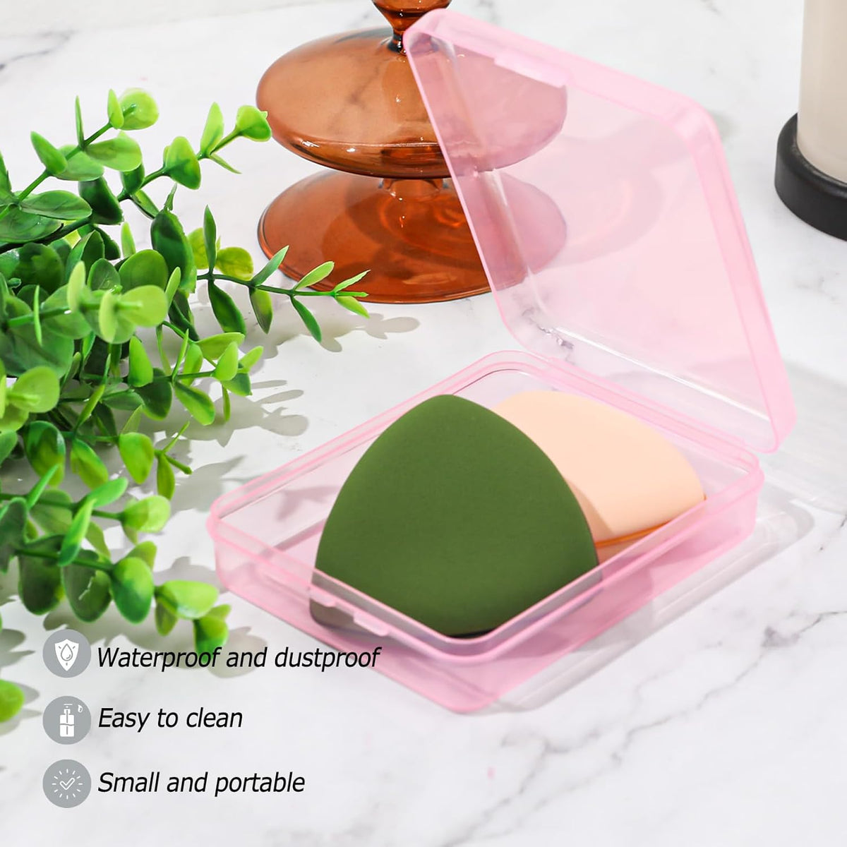 3-Piece Portable Travel Pad Holder - Bathroom Countertop Storage Organizer - Cotton Pad, Swab, Floss Dispenser (Blue, Pink, Transparent)