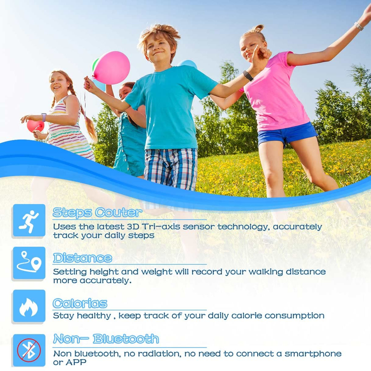 Focwony LED Kids Multifunction Steps Counting Watch, Digital Watch, Non-Bluetooth Pedometer Watch, Stopwatch, Alarm Clock, Calories for Women Children Girls Boys (Blue)