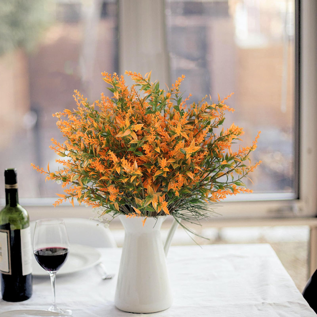 RECUTMS Artificial Flowers for Outdoors Artificial Fall Flowers for Outdoors UV Resistant Artificial Plants Outdoor Artificial Flowers for Outside in Pots(Salmon)