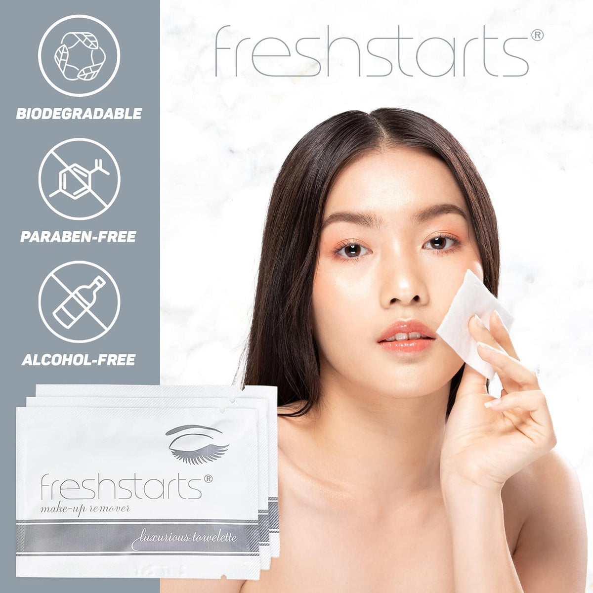 Freshends Flushable Individually Wrapped Wipes – 100 Bulk Pack Luxurious Towelettes, Guest Bathroom Essentials for Weddings, Restaurants, Bars & Clubs – Gray, Travel-Size, Disposable