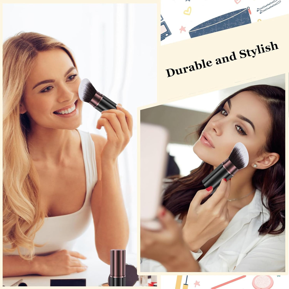 Retractable Kabuki Makeup Brush,Face Blush Brushes Powder Foundation Makeup Brush for Blending Liquid, Blush, Bronzer, Buffing, Sunscreen,Flawless Cosmetics