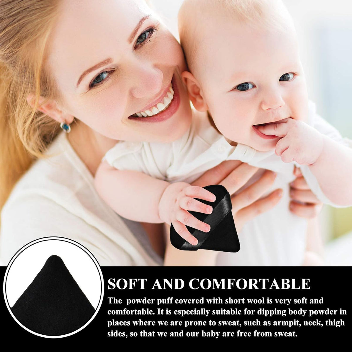 Maitys 12 Pieces Powder Puff Triangle Face Makeup Cosmetic for Loose Powder Soft Body Washable Reusable Foundation Sponge Mineral Wet Dry Makeup Tool(Black, White, Small)