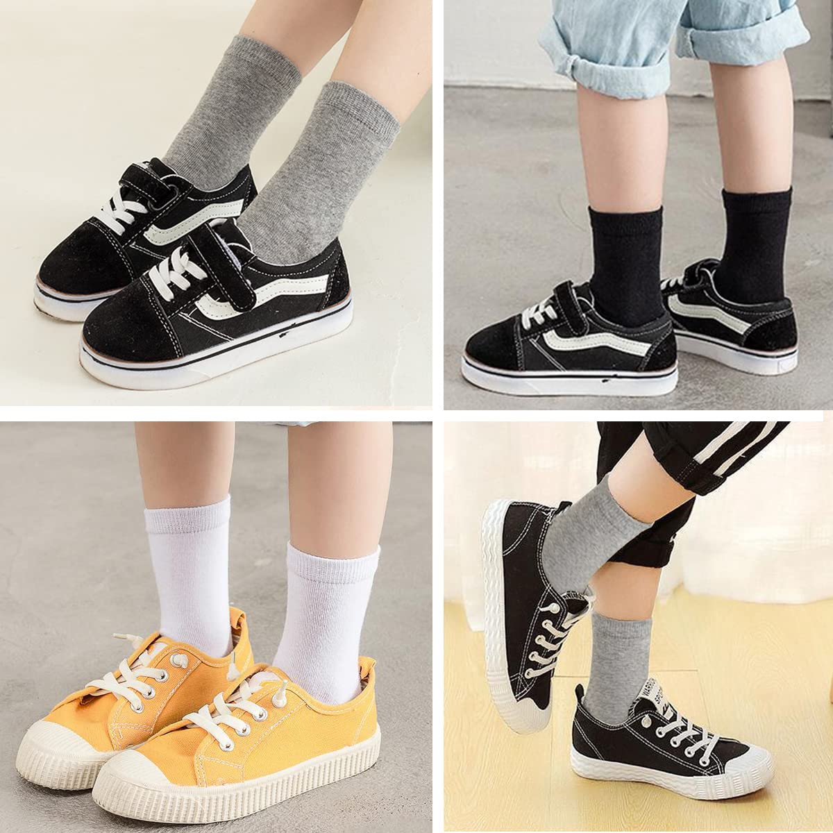 WAFUZI Boys Socks, 15 Pack Toddler Kids Crew Athletic Socks Soft Half Cushion Calf for Youths Little Big Boy Girls Sport 2-4Years