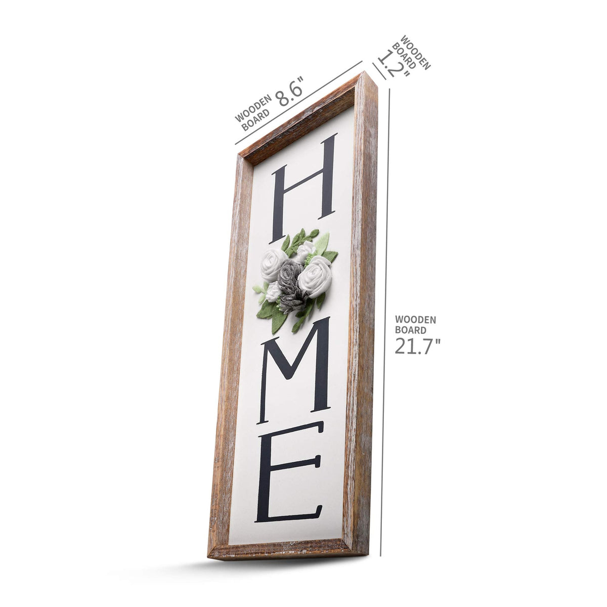 Besuerte HOME Sign Wall Decor, Modern Farmhouse Hanging Wall Art Plaque Gallery with Felt Flower for Letter O for Living Room, Entry, Dining Room Decor, Rustic Brown