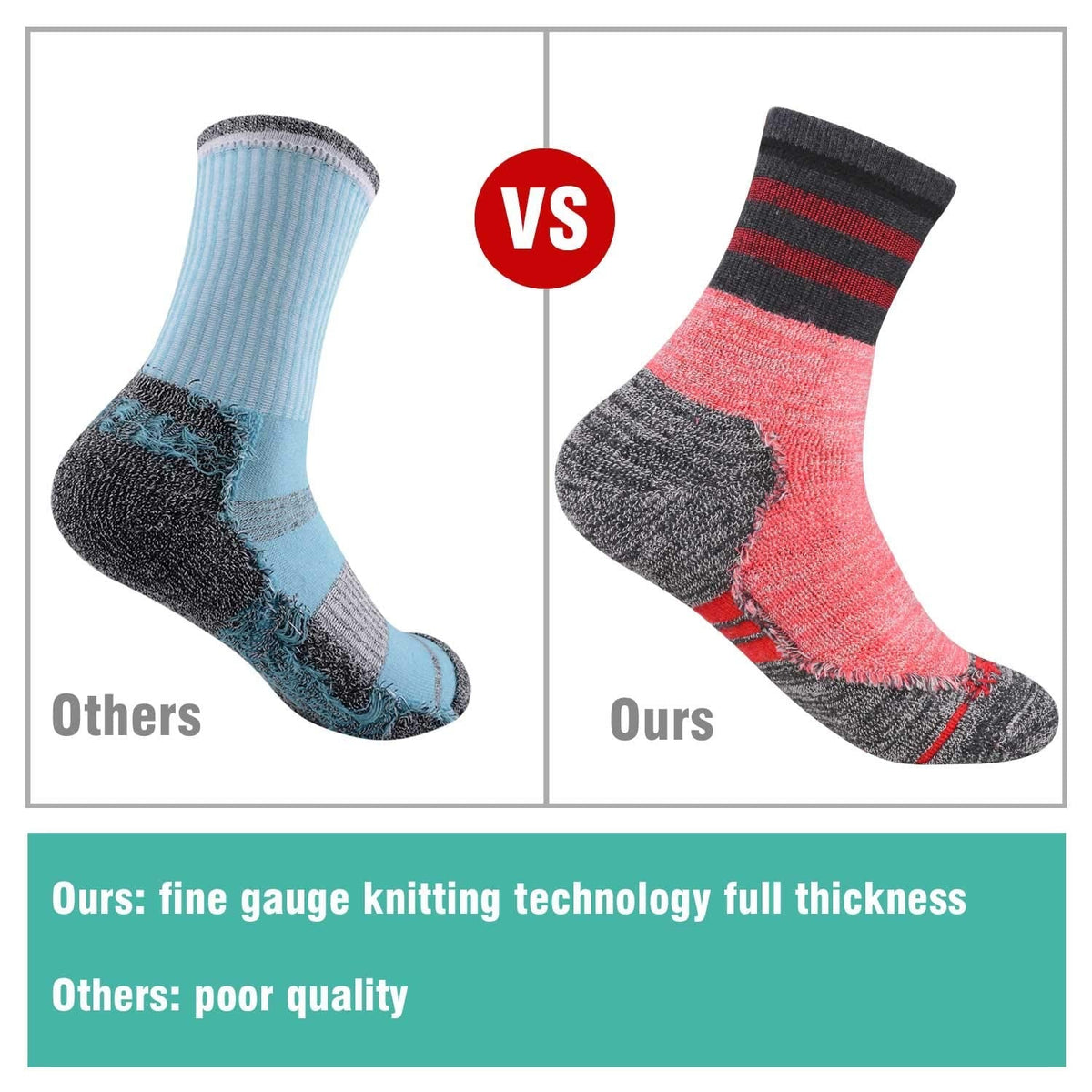 FEIDEER 4 Pairs Women's Hiking Walking Outdoor Recreation Socks Wicking Cushion Crew Socks (5WS18204-M)