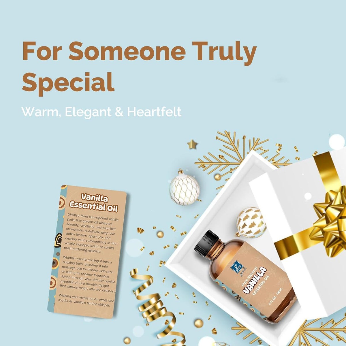 Vanilla Essential Oil 4 Oz, 100% Pure Vanilla Oil for Diffuser, Skin, Hair, Body & Face, Perfume, Sweet Creamy Scent for Relaxation, Aromatherapy & Massage