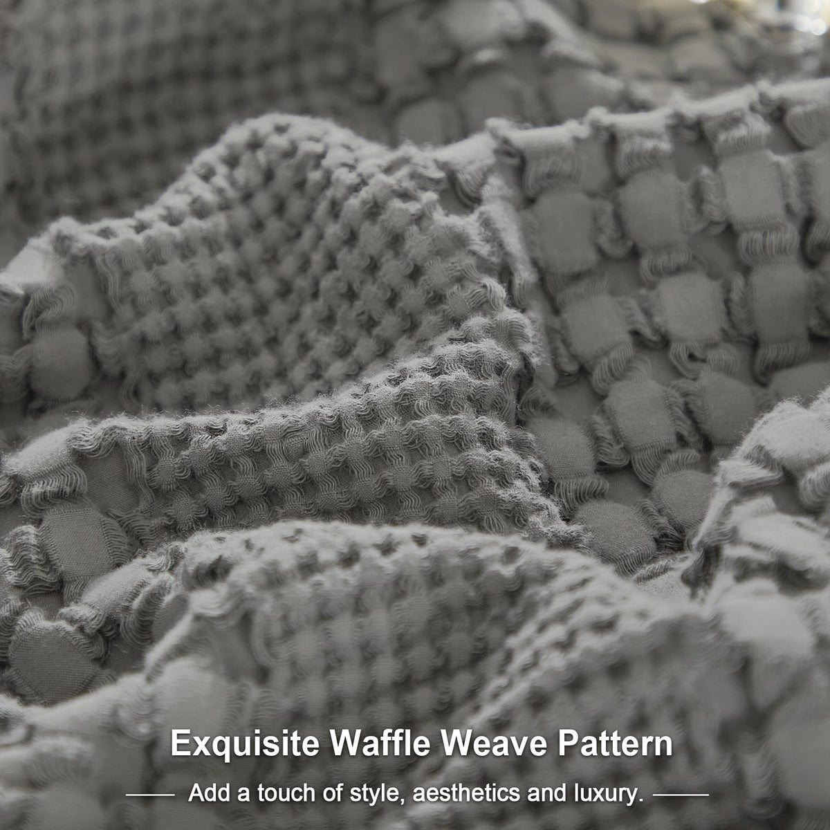 PHF 100% Cotton Waffle Weave Euro Sham Covers, 2 Pack 26" x 26" Bed Pillow Covers for Elegant Home Decor, No Filling, Luxury Aesthetic Soft Euro Pillow Cases for Bed, Dark Grey