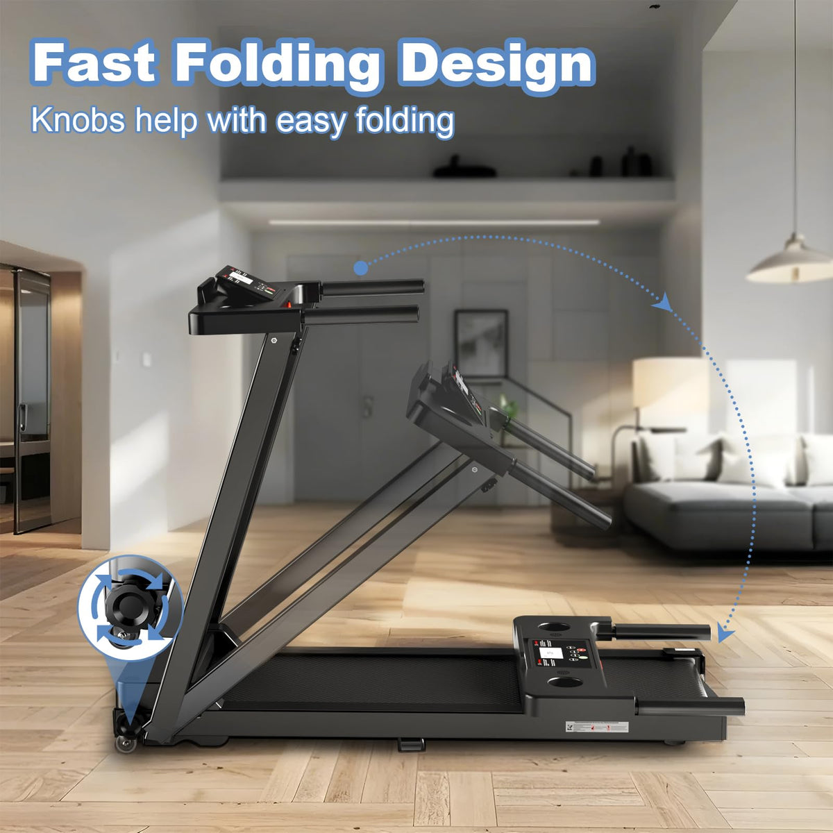 Juturna Treadmills for Home, Walking Pad with Handle Bar, Portable Foldable Treadmill, 3.0 HP Walking Pad with 300 LBS Capacity, Folding Treadmill with LED Display