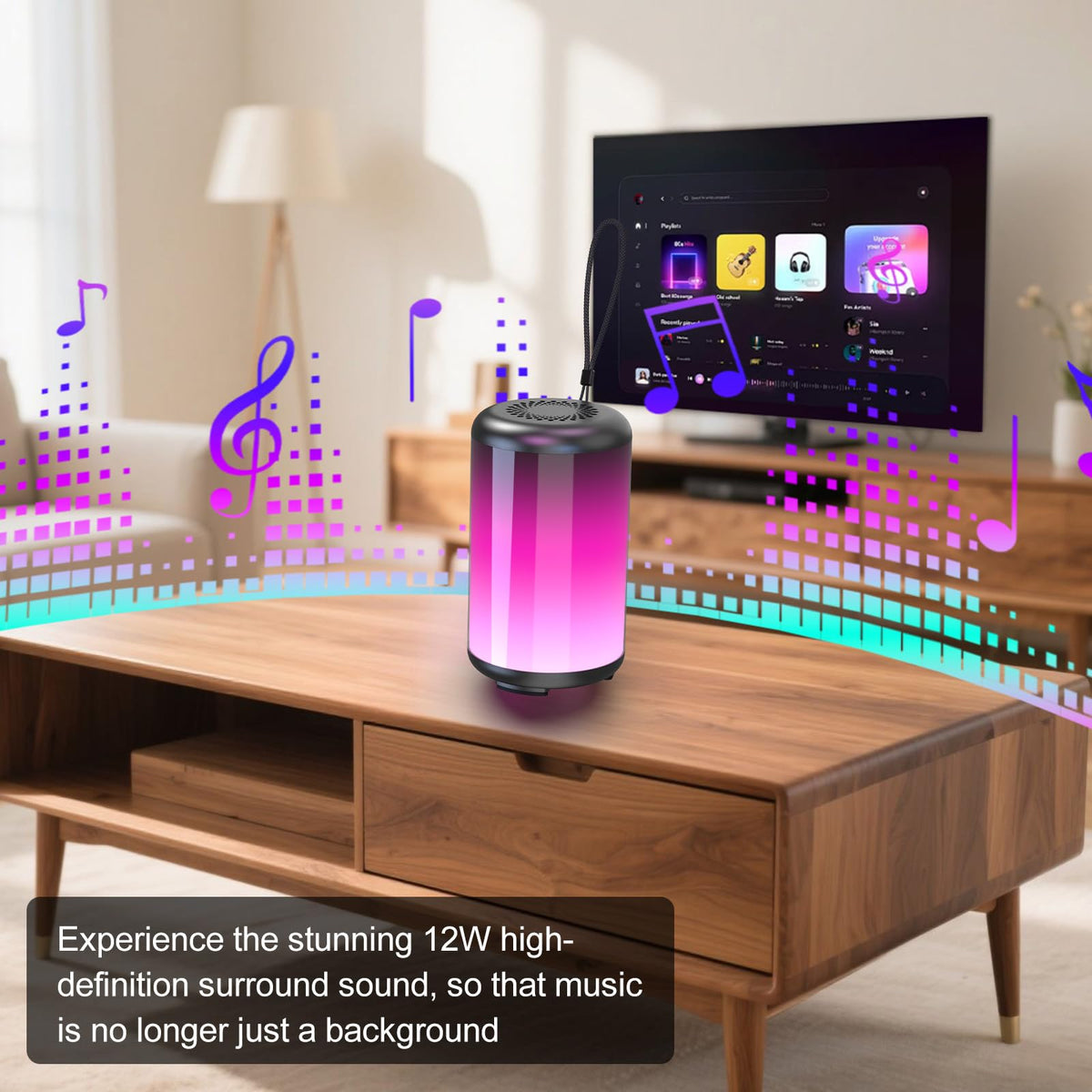 Jierben Portable Bluetooth Speaker, 3D Surround Sound, Bluetooth 5.4, LED Light, Wireless Stereo Pairing, 24 Hours Playing Time, IPX7 Waterproof, Suitable for Home/Outdoor/Party/Beach, Birthday Gift