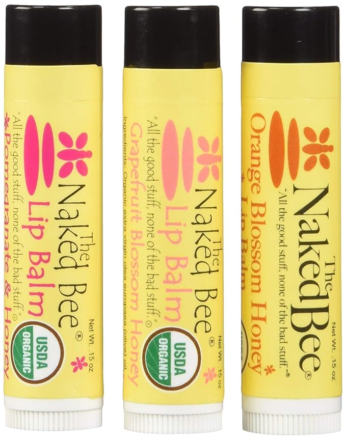 The Naked Bee Lip Balm Orange Blossom Honey Grapefruit Blossom Honey and Pomegranate & Honey 0.15oz + Hand and Body Lotion 6.7oz + Coconut Honey + Lip Balm Set Products Cruelty Free