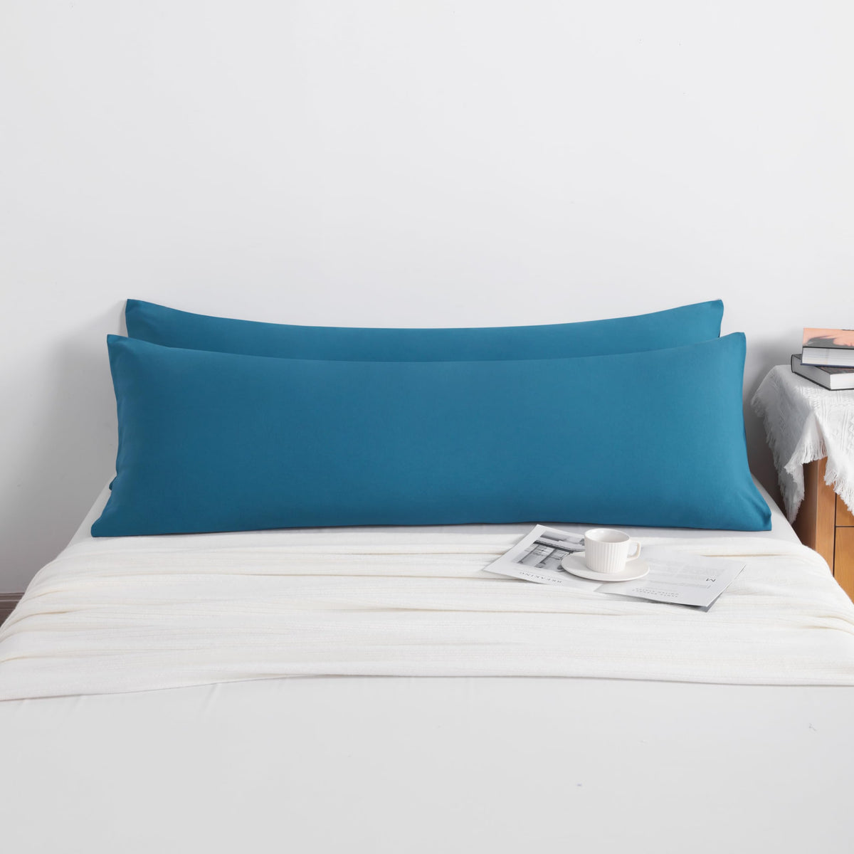 NTBAY Body Pillow Cases Set of 2, 2 Pack Brushed Microfiber 20x54 Pillow Cases, Soft, Wrinkle, Fade, Stain Resistant Teal Blue Pillow Cases with Envelope Closure, 20x54 Inches, Teal Blue
