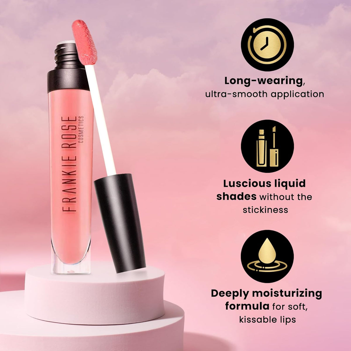 Frankie Rose Cosmetics Lip Gloss | Non-Sticky Formula, Long Lasting Lip Shimmer, Bold Pigment & Hydrating Gloss for Lips, Deception Glossy Lip Gloss, 20g