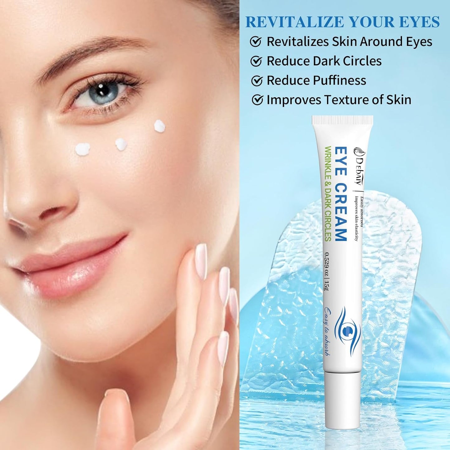 3 Pack Anti-Wrinkle Eye Cream with Caffeine & Peptides - Reduces Dark Circles & Puffiness, Improves Skin Texture (Each 0.529oz | 15g)