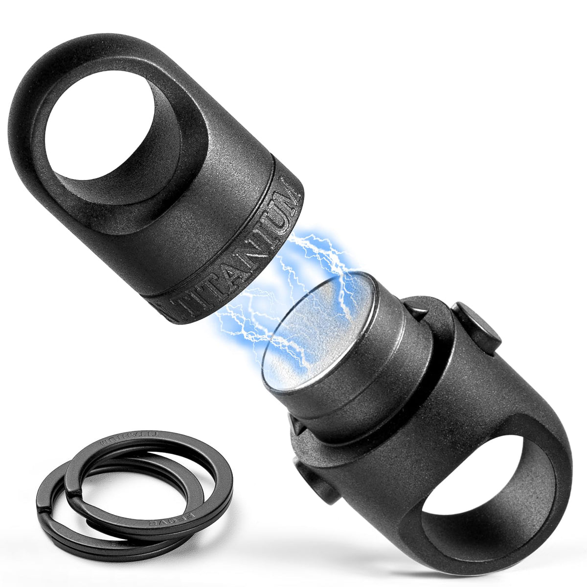 FEGVE Titanium Magnetic Key Holder, Quick Release Keychain, Detachable Magnetic Keychain, Safely Lock System, 360 ° Rotatable