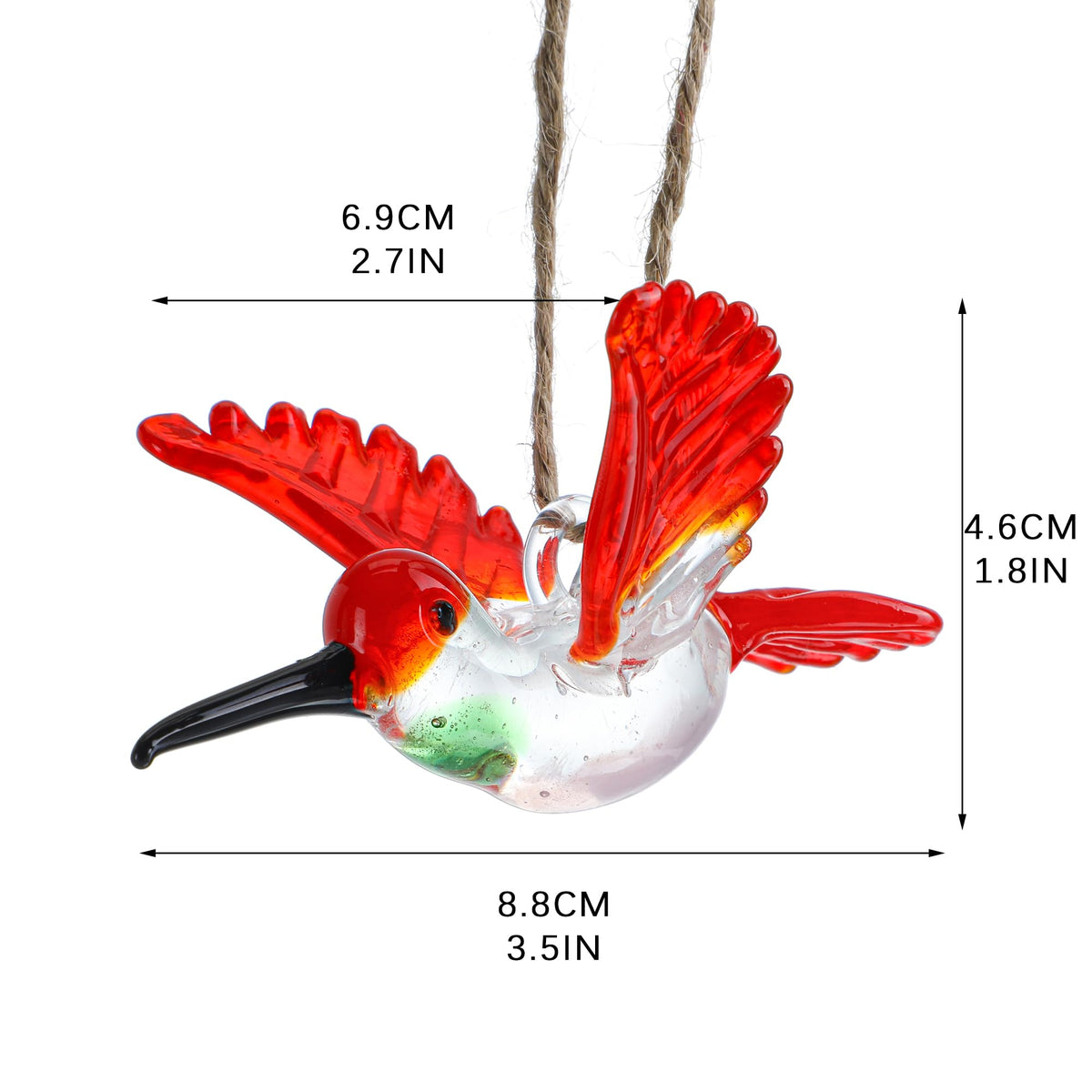 Handmade Hummingbird Ornament Xmas Decorative Hanging Ornament Glass Humming Bird Ornament for Home Party Christmas Tree Decorations