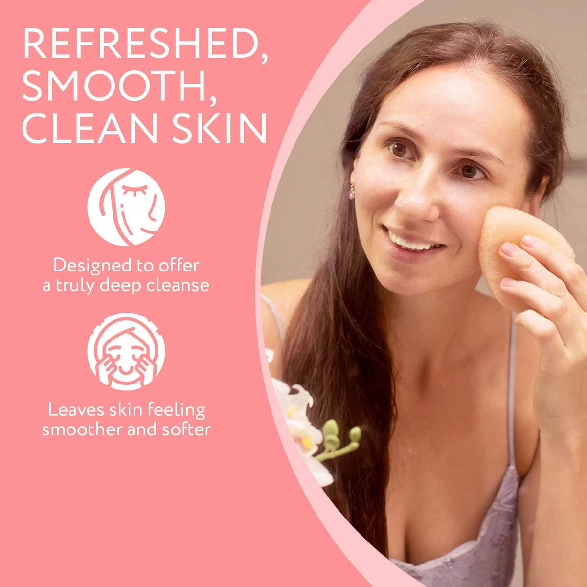 IMPRESA Face Scrubber Exfoliator Sponges - Regular Puff - Natural Medical-Grade Foam - 10 Pack Reusable Exfoliating Pads - Deep Cleanse & Dead Skin Removal - Normal to Oily Skin