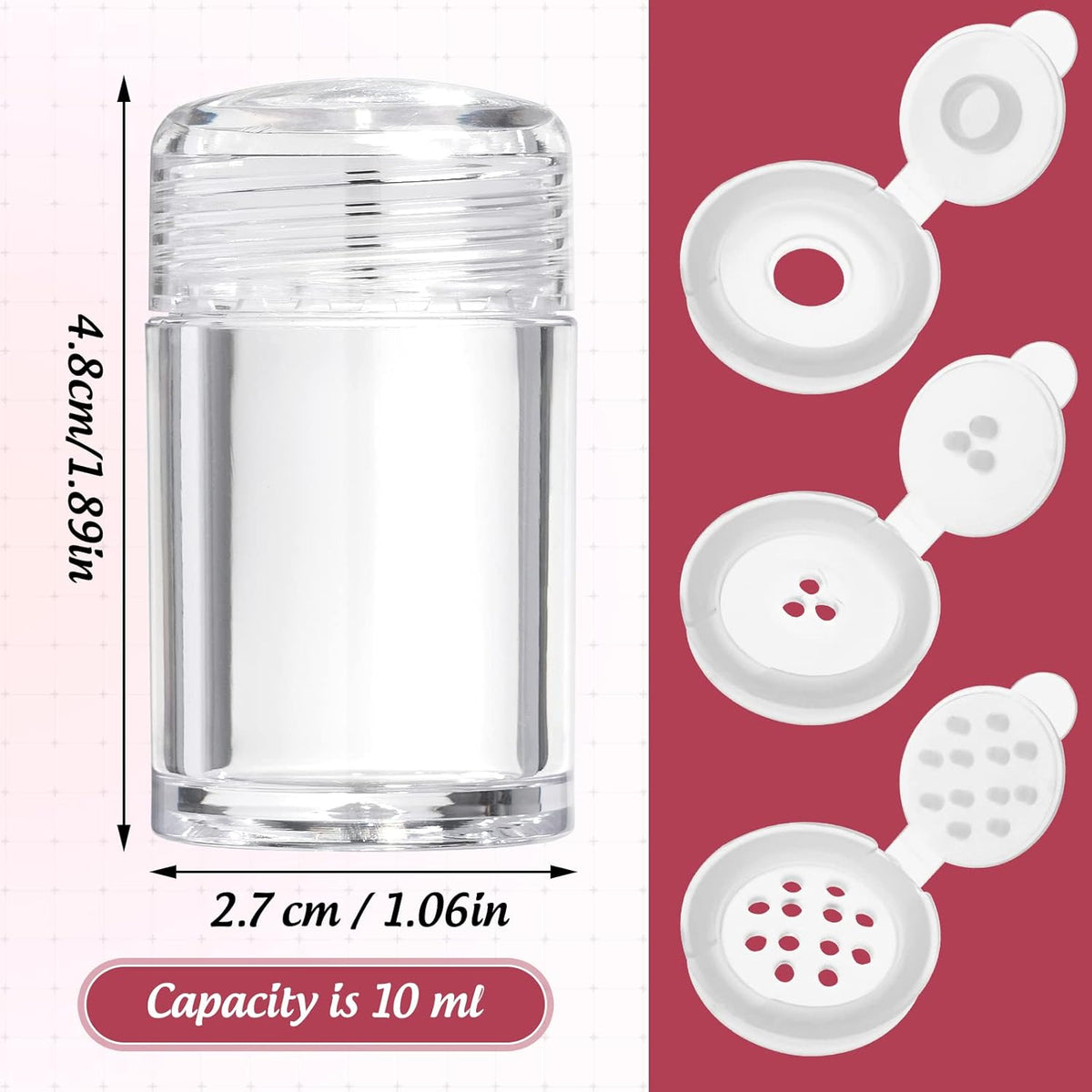 RAYNAG 6 Pieces Mini Empty Loose Powder Bottle Travel Cosmetic Glitter Powder Eye Shadow Shaker Bottle with Sifter and Lids (3 Style)
