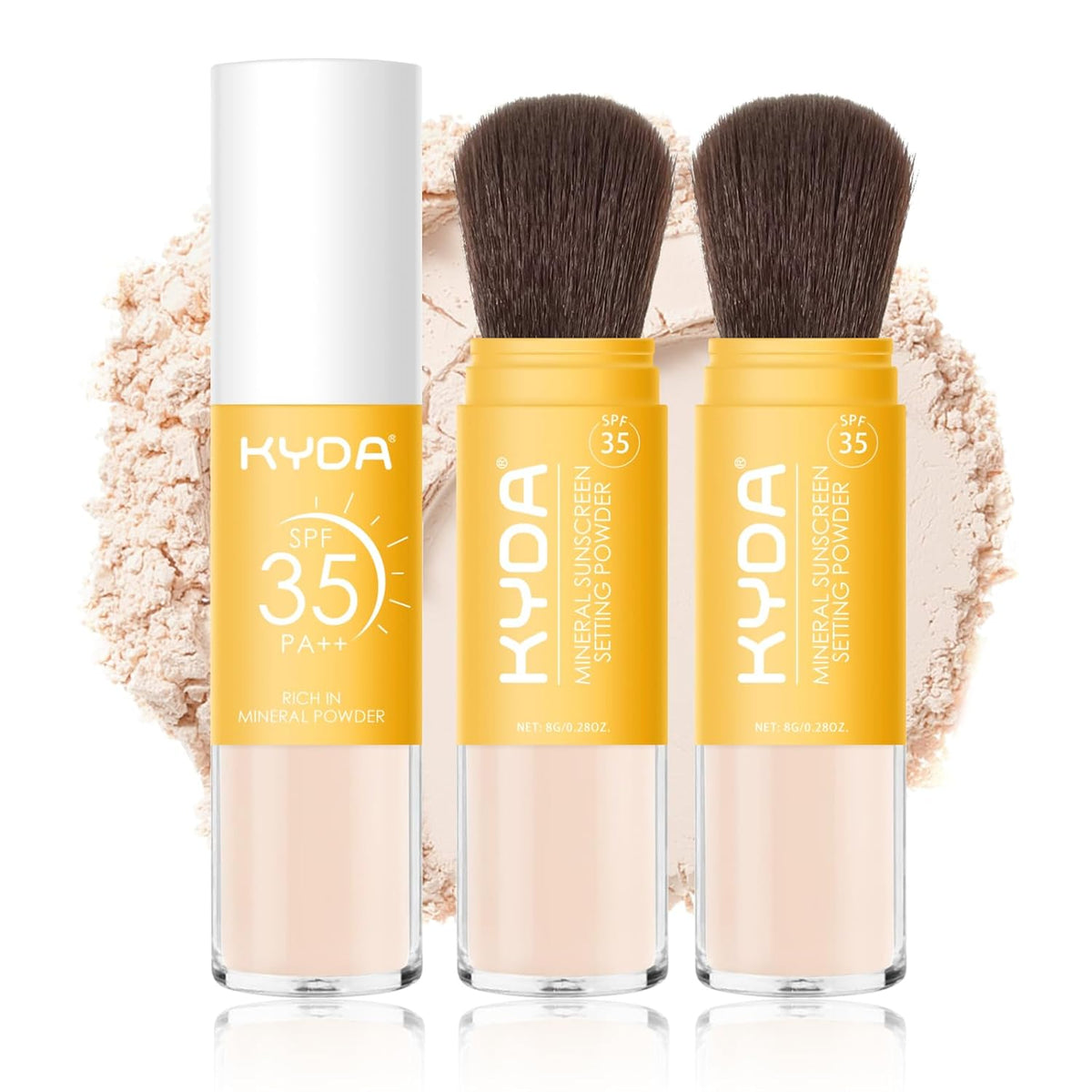 KYDA 2 Pcs Mineral Sunscreen Powder for Face & Scalp, Mineral Scalp Sunscreen SPF 35, Lasting Oil Control Matte Loose Setting Powder, Lightweight Breathable for All Skin Type, Translucent