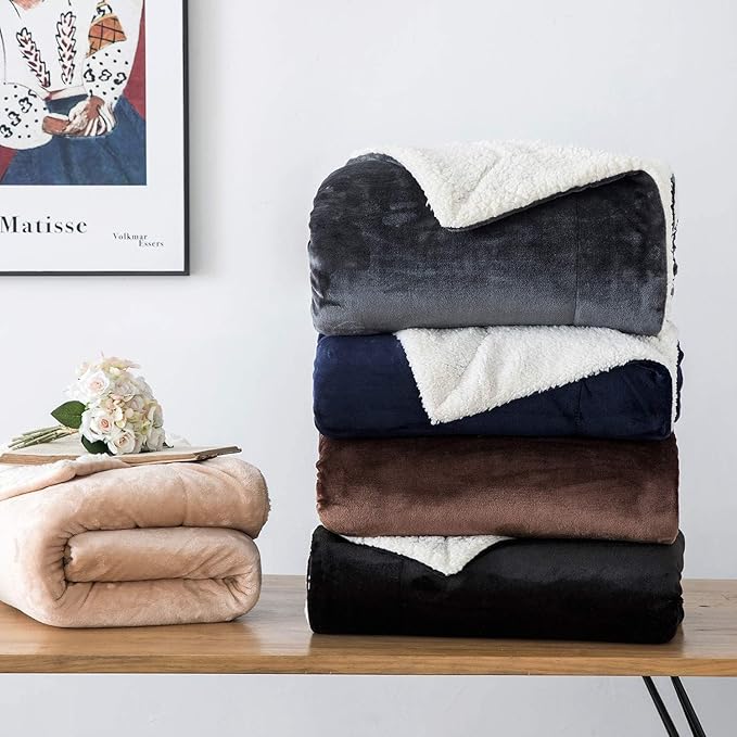 IR Imperial Rooms Burgundy Sherpa Blankets Queen Size for Bed - Wholesale Bulk Pack of 9 Sherpa Blankets - Soft Fluffy Throw Blanket for Hotels, Guest Bedroom, 90x90 Inches