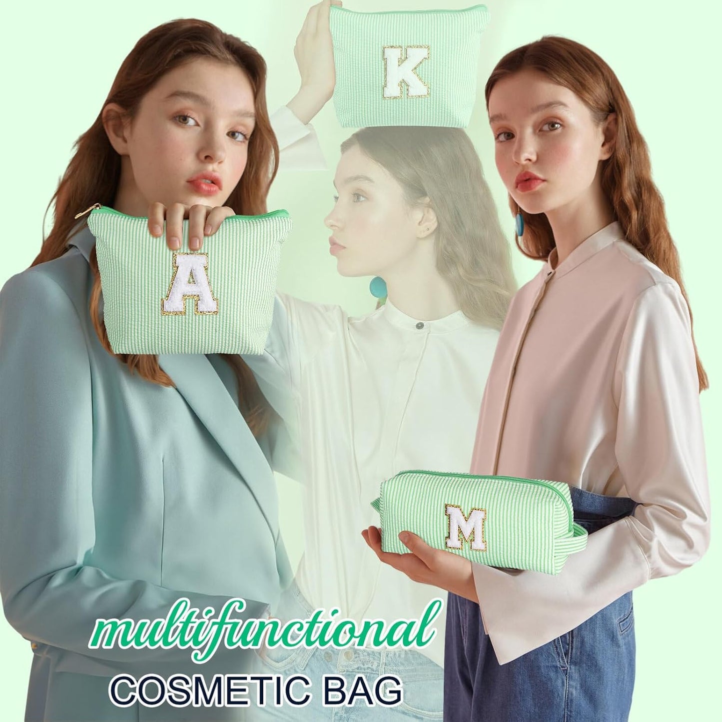YOOLIFE Gifts for Women Her, Makeup Bag Make Up Bag Pouch Cosmetics Organizer Bag Cute Makeup Bag Skincare Bag Personalized Best Friend Wife Birthday Gift Graduate Gifts for Her V