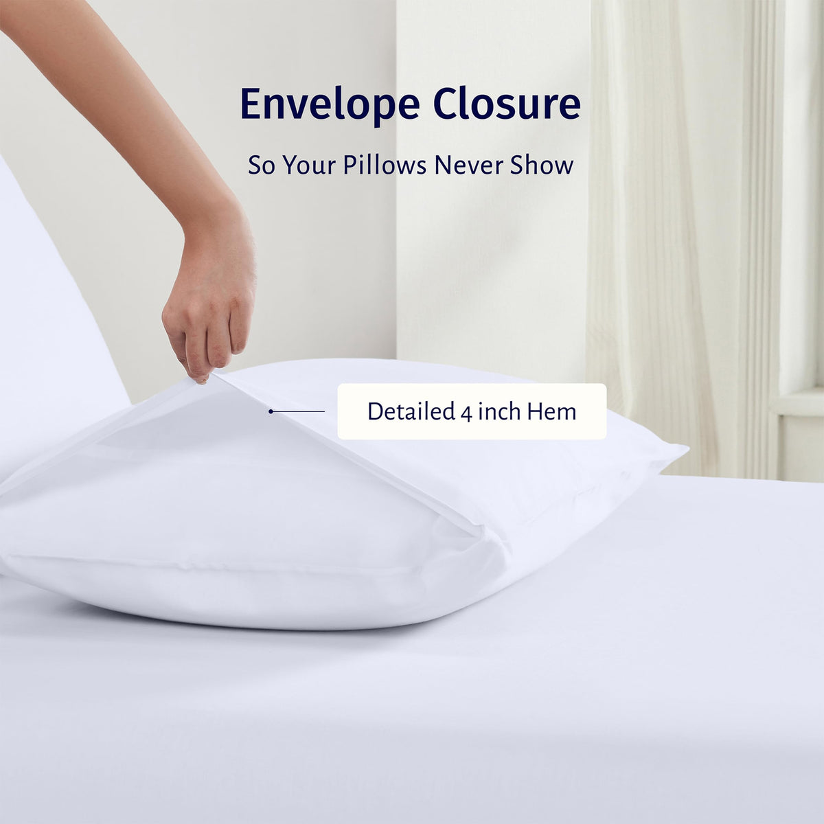 California Design Den Standard/Queen Pillow Cases Set of 2 - Luxury 100% Egyptian Cotton, Crisp Percale, Soft & Breathable Standard/Queen Size Pillow Cases - White