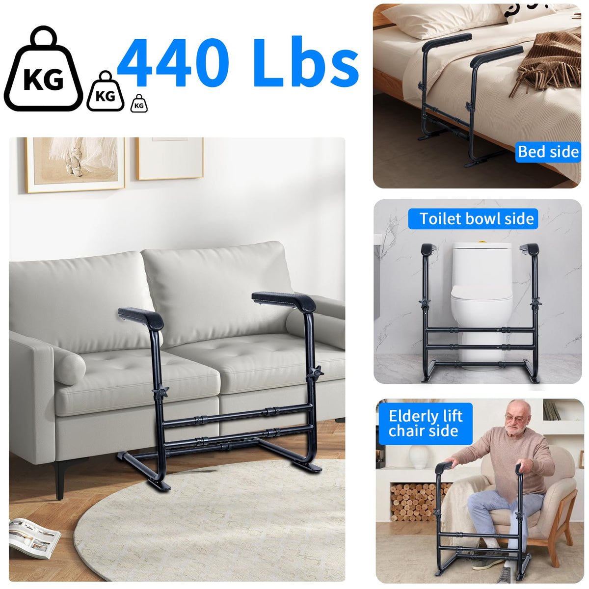 ALIESTFDNO Adjustable Stand Assist for Couch, Chair Assist for Elderly, Chair Lift Assist Devices for Seniors, Safety Stand up Rail,Black