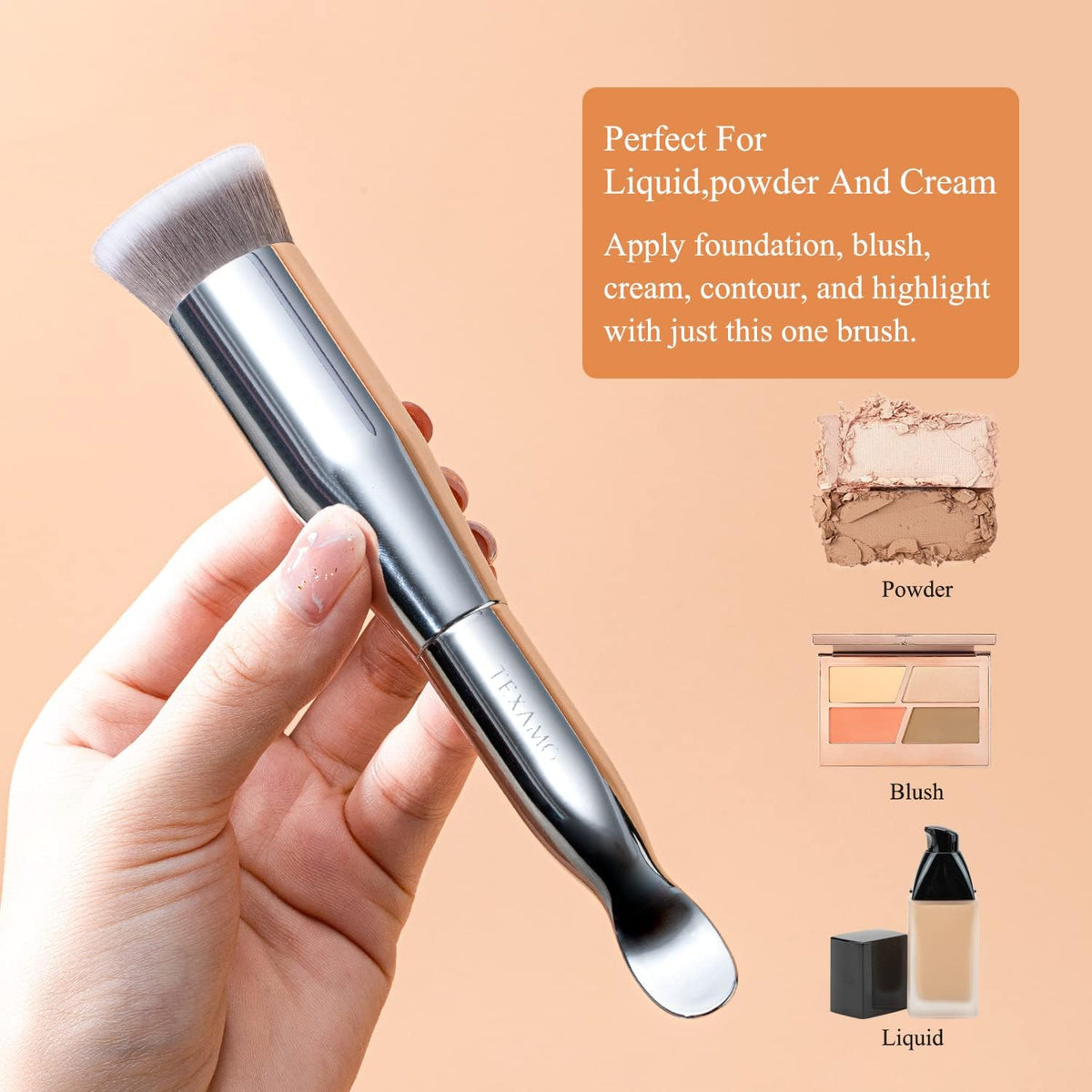Foundation Makeup Spatula Mixing Makeup Palette Spatula Foundation Brush, Makeup Spatula and Palette Set, Spatula for Makeup Professional Makeup Tool(Foundation Bruh+Spatula+Palette)