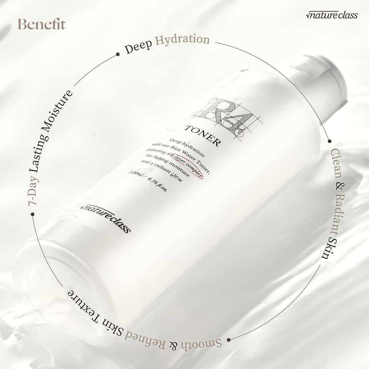 R4 Hydrating Rice Toner with Rice-Peptide & 4-Liposome Complex – Calming & Moisturizing Glowing Toner, Lasting Hydration, Hypoallergenic Korean Skincare 6.76 fl.oz.