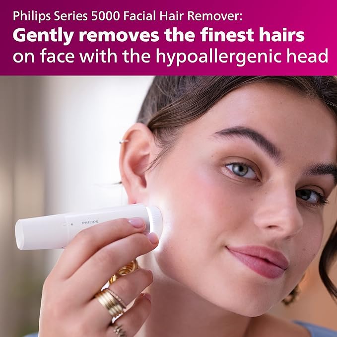 Philips Beauty Lady Electric Shaver Series 8000 with Electric Facial Hair Remover, Cordless, BRL166/91