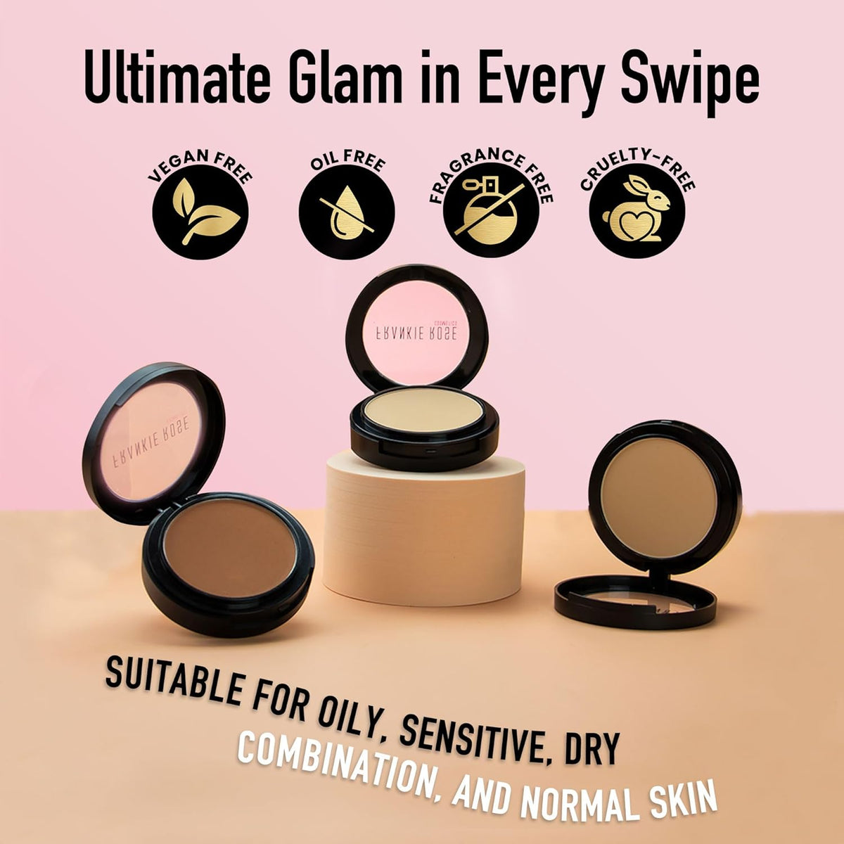 Frankie Rose Cosmetics Powder Foundation – Full Coverage Face Powder For Pores & Imperfections, Evens Out Skin Tone & Shine-Control | 58 Grams (Porcelain)