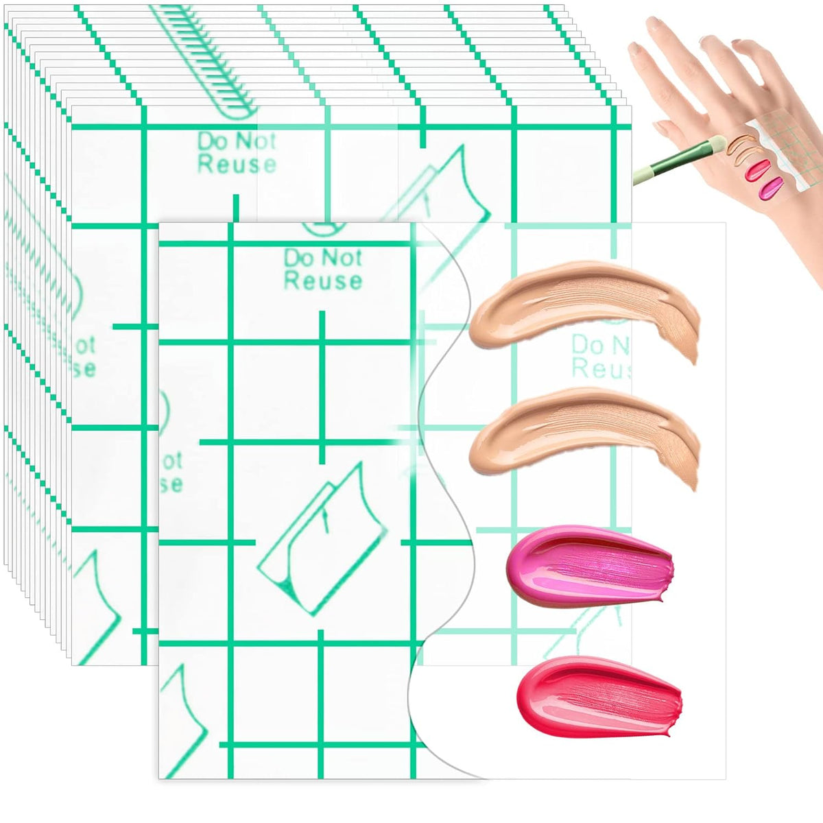 50 Pieces Hand Palette, Single Use Makeup Hand Palette Disposable Adhesive Palettes Cosmetic Makeup Palette for Every Makeup Artist (3 x 3 Inch)