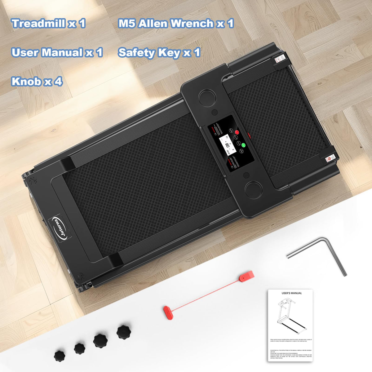 Juturna Treadmills for Home, Walking Pad with Handle Bar, Portable Foldable Treadmill, 3.0 HP Walking Pad with 300 LBS Capacity, Folding Treadmill with LED Display